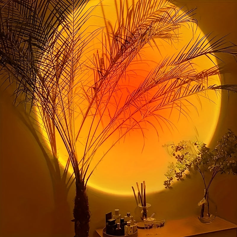 VitalGlowDesign™ Sunset Lamp LED, Telecomando, 16 Colori, 360°, 4 Modalità per Foto Social