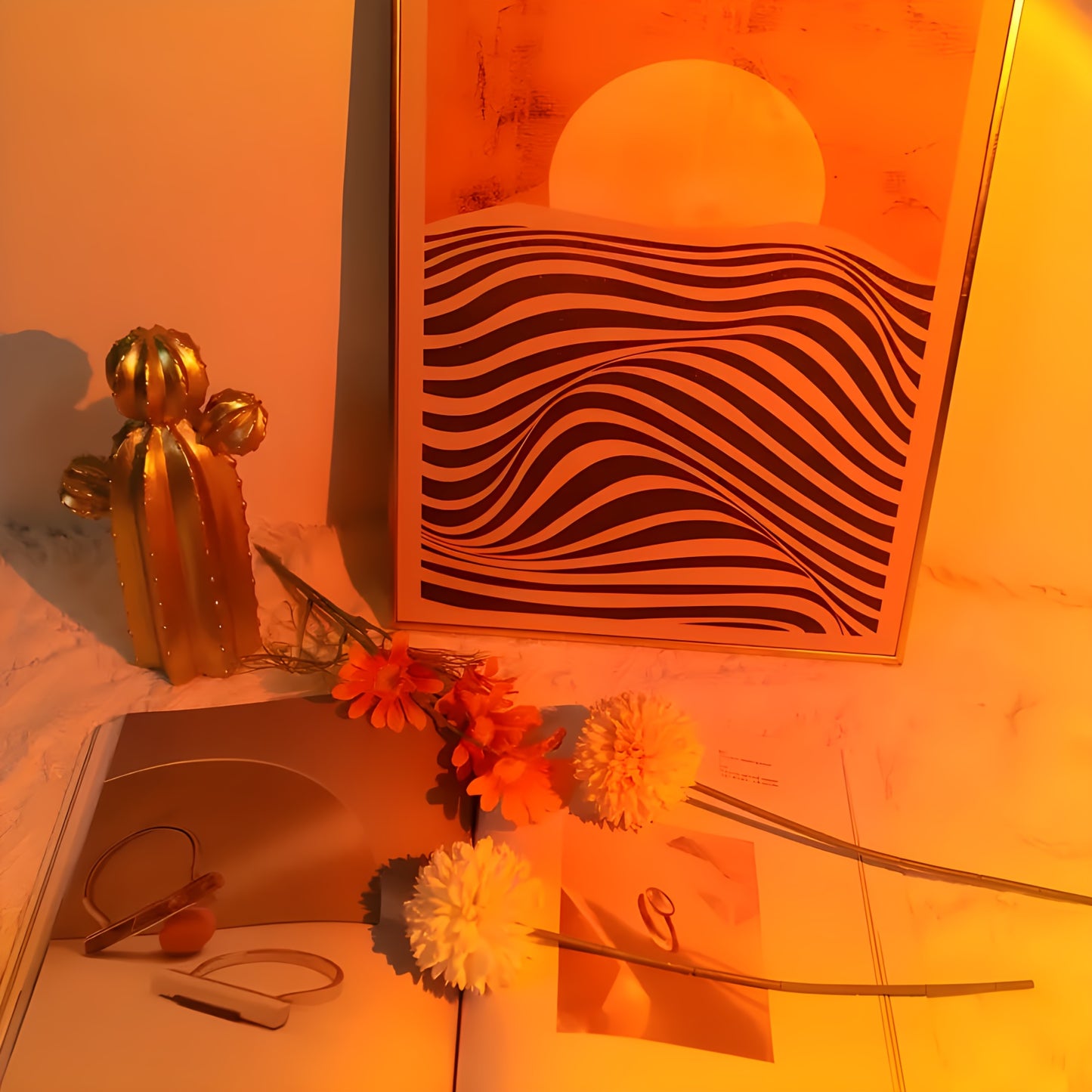 VitalGlowDesign™ Sunset Lamp LED, Telecomando, 16 Colori, 360°, 4 Modalità per Foto Social