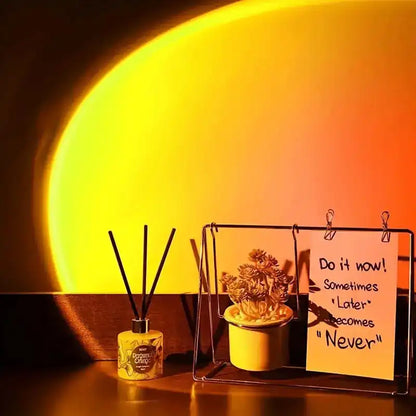 VitalGlowDesign™ Sunset Lamp LED, Telecomando, 16 Colori, 360°, 4 Modalità per Foto Social