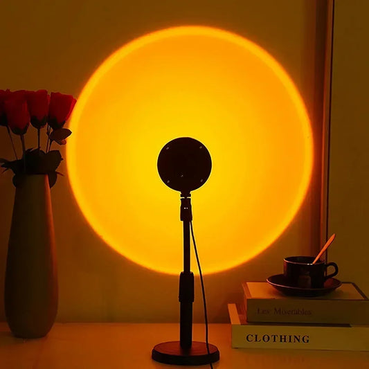 VitalGlowDesign™ Sunset Lamp LED, Telecomando, 16 Colori, 360°, 4 Modalità per Foto Social